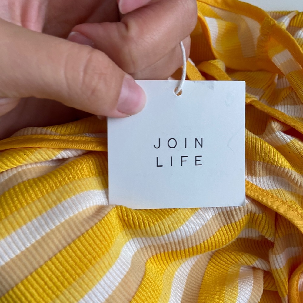 NWT Zara Sleeveless Ribbed Knit Striped Dress Yellow Size Small - Picture 5 of 8